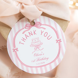 Girls Just Wanna be One Pink Bow Thank You Gåvor Etiketter