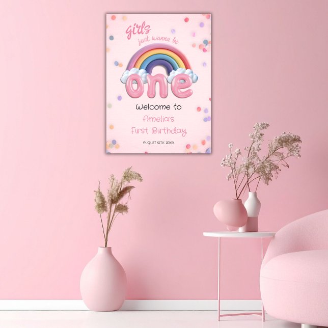 Girls Just Wanna Be One Rainbow 1st Birthday Poster (Skapare uppladdad)