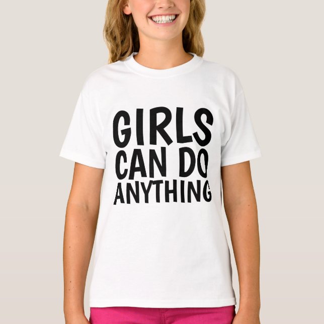 GIRLS KAN GÖRA NÅGONTING, T-shirts för flickor (Framsida)
