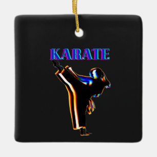 Girls Karate Abstrakt Blur Julgransprydnad Keramik