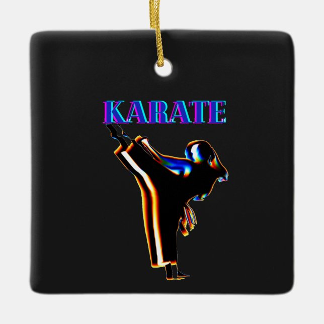 Girls Karate Abstrakt Blur Julgransprydnad Keramik (Framsida)