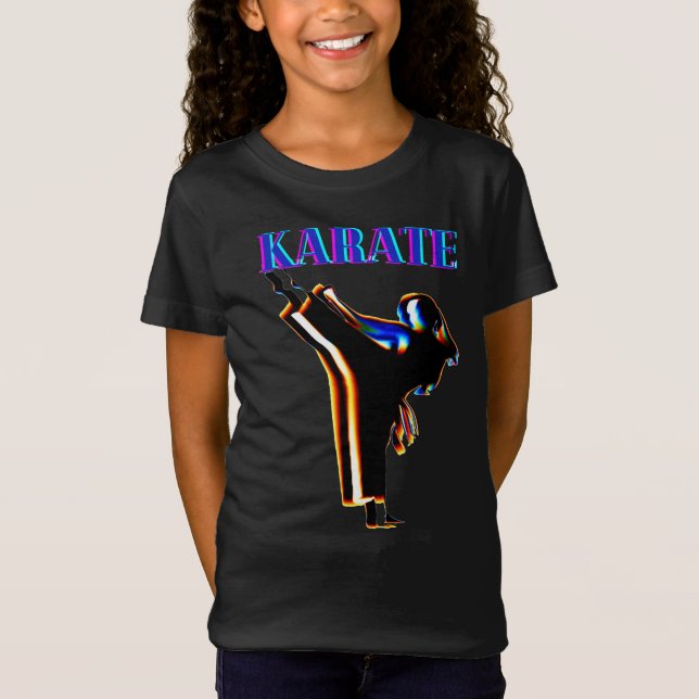Girls Karate Abstrakt Blur T Shirt (Framsida)