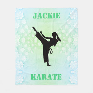 Girls Karate Blommigt Fleecefilt