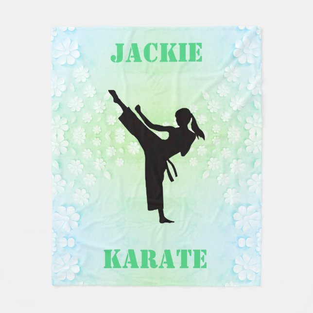 Girls Karate Blommigt Fleecefilt (Framsidan)