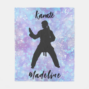 Girls Karate Blue Lila Personlig Fleecefilt