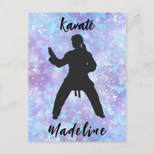 Girls Karate Blue Lila Personlig Vykort