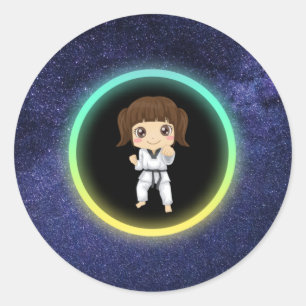 Girls Karate Galaxy Runt Klistermärke