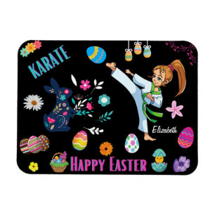 Girls Karate Glad påsk Decorative Magnet