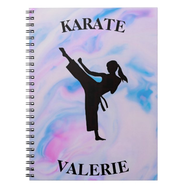 Girls Karate Pastel Swirl Anteckningsbok (Framsidan)