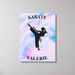Girls Karate Pastel Swirl Canvastryck