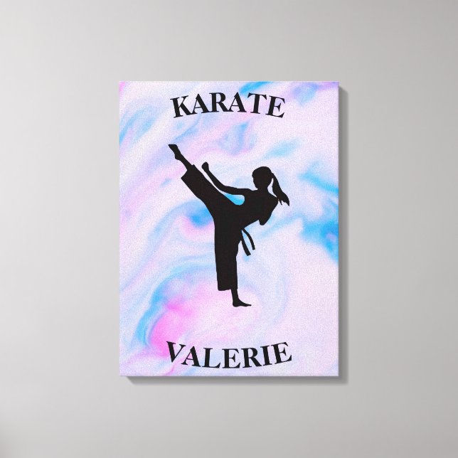 Girls Karate Pastel Swirl Canvastryck (Framsida)