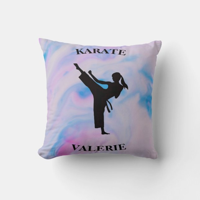 Girls Karate Pastel Swirl Kudde (Framsida)