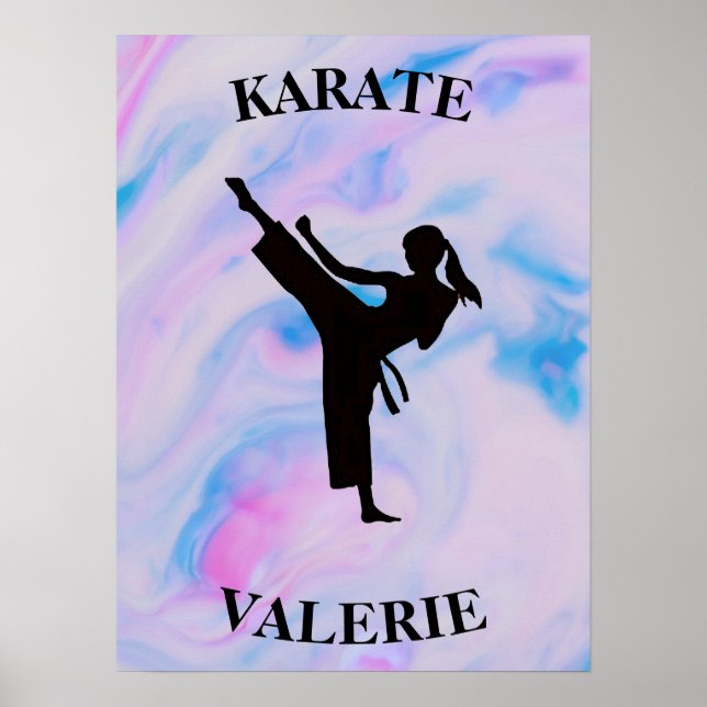 Girls Karate Pastel Swirl Poster (Framsidan)