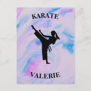 Girls Karate Pastel Swirl Vykort