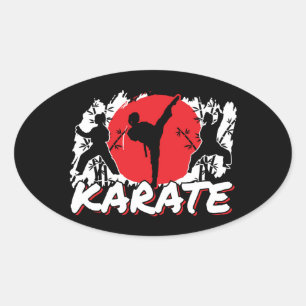 Girls Karate - Patriotic Japan-tema Ovalt Klistermärke