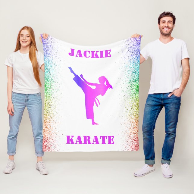 Girls Karate Rainbow Speckles Fleece Blanket (På plats)