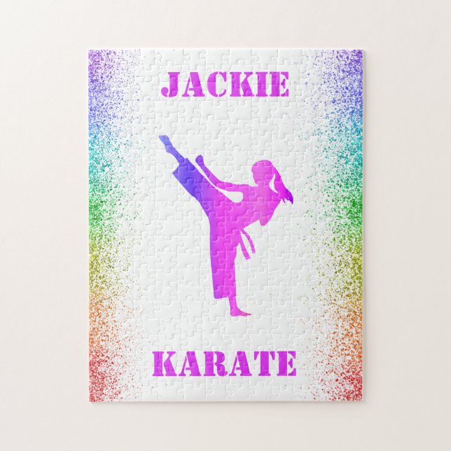 Girls Karate Rainbow Speckles Pussel (Vertikal)
