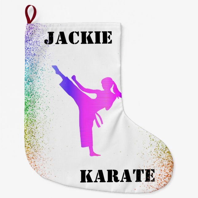 Girls Karate Rainbow Speckles Stor Julstrumpa (Framsidan)