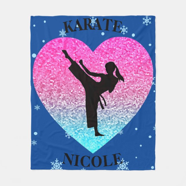 Girls Karate Snowflake Fleece Blanket (Framsidan)