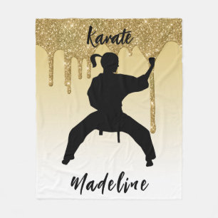 Girls Karate Stance Guld Glitter Drip Ombre Fleecefilt