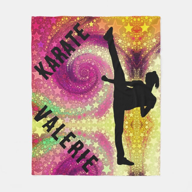 Girls Karate Tropical Swirl High Kick Fleecefilt (Framsidan)
