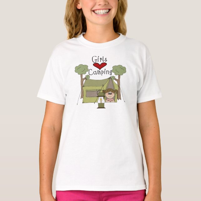 Girls Kärlek Camping T-shirt (Framsida)