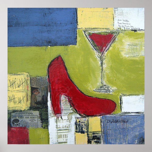 Girls Kärlek Cosmos & Red Shoes av Dan Robertson Poster (Framsidan)