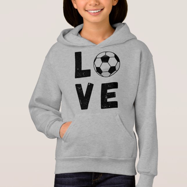 Girls Kärlek-fotbollsspelare Cute Sports Hoodie T Shirt (Framsida)