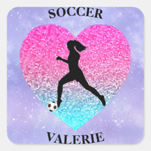 Girls Kärlek-fotbollsspelare Fyrkantigt Klistermärke
