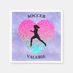 Girls Kärlek-fotbollsspelare Pappersservett