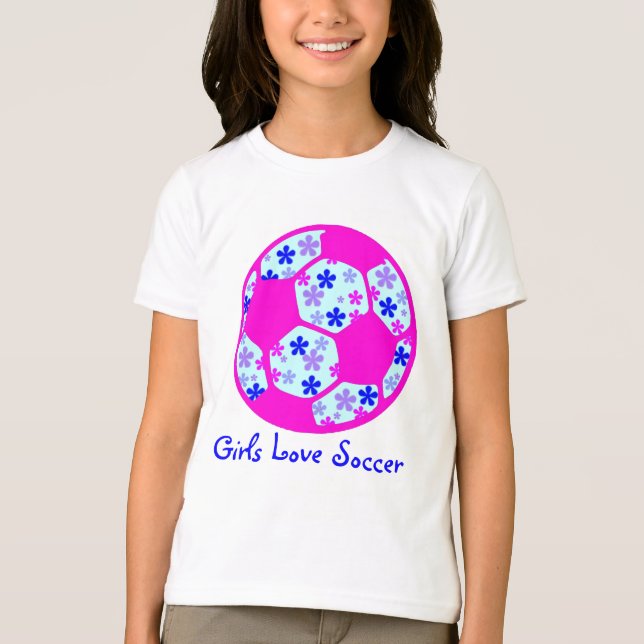 Girls Kärlek-fotbollsspelare T-shirt (Framsida)
