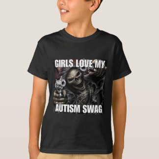 Girls Kärlek Min Autism Swag Funny Cringe Hårdskel T Shirt