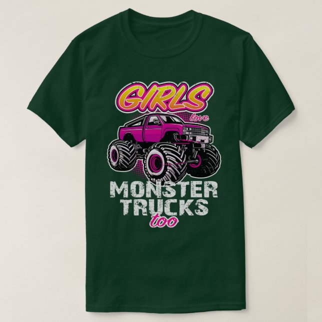 Girls Kärlek Monster Lastbilar för återfall i anst T Shirt (Design framsida)