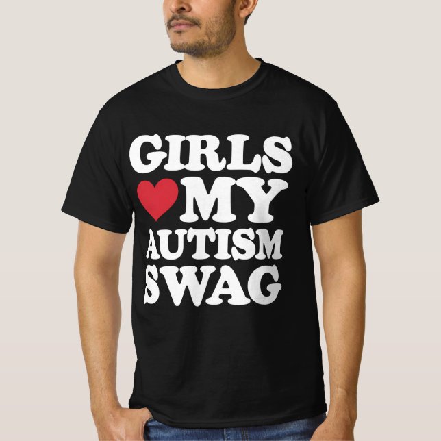 Girls Kärlek My Autism Swag Funny Awareness T Shirt (Framsida)