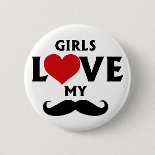 Girls Kärlek My Mustache Knapp