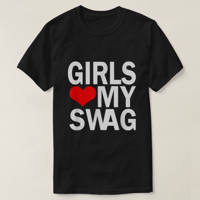 Girls Kärlek My Swag T Shirt (Design framsida)