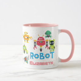 Girls Kärlek ROBOTS Rosa Named Funny Cute Tecknad Mugg