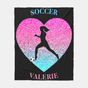 Girls Kärlek Soccer Black Anpassningsbar Fleece Bl