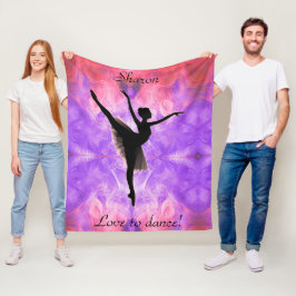 Girls Kärlek till Dance Ballerina Personlig Fleecefilt