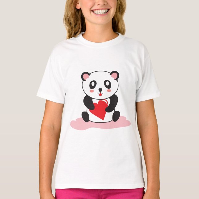 Girls’ Kawaii Panda Shirt - Cute Animal Gift Tee (Framsida)