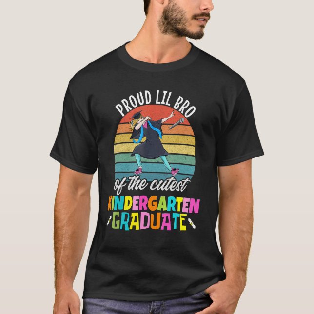 Girls Kindergarten Studenten Proud Lil Bro Dabbin T Shirt (Framsida)