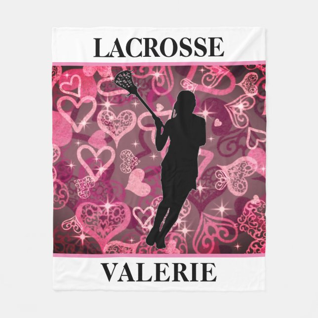 Girls Lacrosse Flytande Ro Hearts Fleece Blanket (Framsidan)