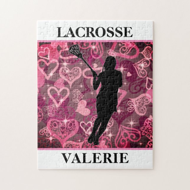 Girls Lacrosse Flytande Ro Hearts Pussel (Vertikal)