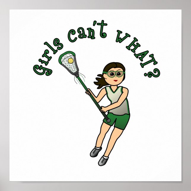 Girls Lacrosse Grönt Poster (Framsidan)