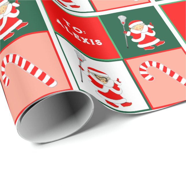 Girls Lacrosse Helgdag Gift Presentpapper (Rullad Hörn)