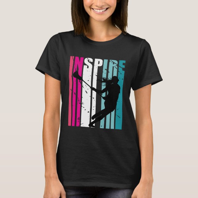 Girls Lacrosse Inspire Coach Retro fäster färgstar T Shirt (Framsida)