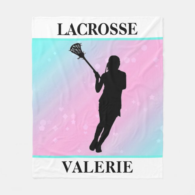Girls Lacrosse Personlig Pastel Fleecefilt (Framsidan)