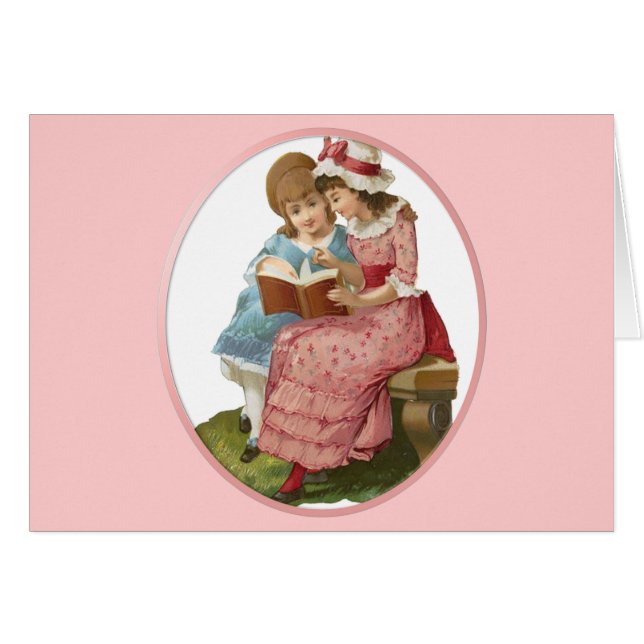 Girls Läsning Hälsningskort (Framsidan Horizontal)