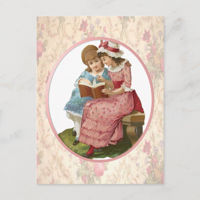 Girls Läsning Vykort (Framsida)