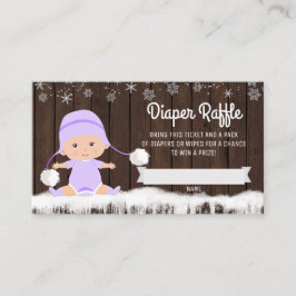 Girls Lavender Snowflake Diaper Raffle Biljett Tilläggskort